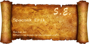 Spacsek Erik névjegykártya